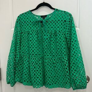 J Crew emerald green top with cami size L